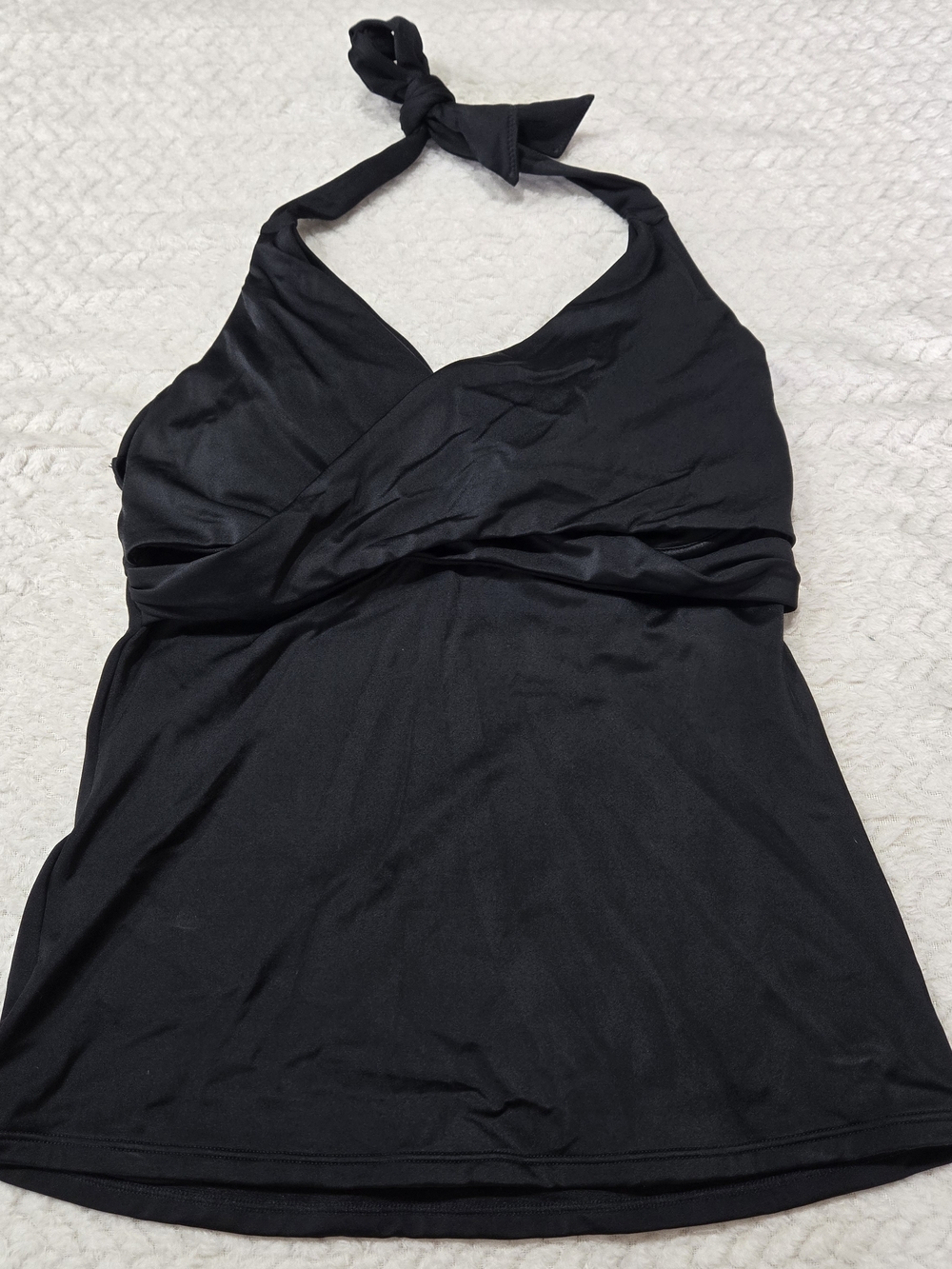 Athleta Black Twist Front Tankini Swim Top 32D DD Built In Bra Wired with Pads